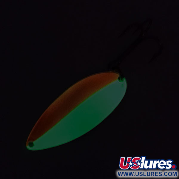 Vintage   Acme Little Cleo Glow, 3/4oz White / Orange / Nickel fishing spoon #8691