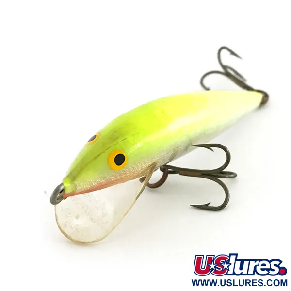 Vintage Rapala Countdown S7, 1/4oz Chartreuse fishing lure #8704