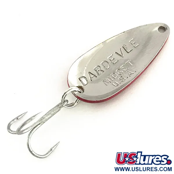 Vintage  Eppinger Dardevle Midget, 3/16oz Red / White / Nickel fishing spoon #8709