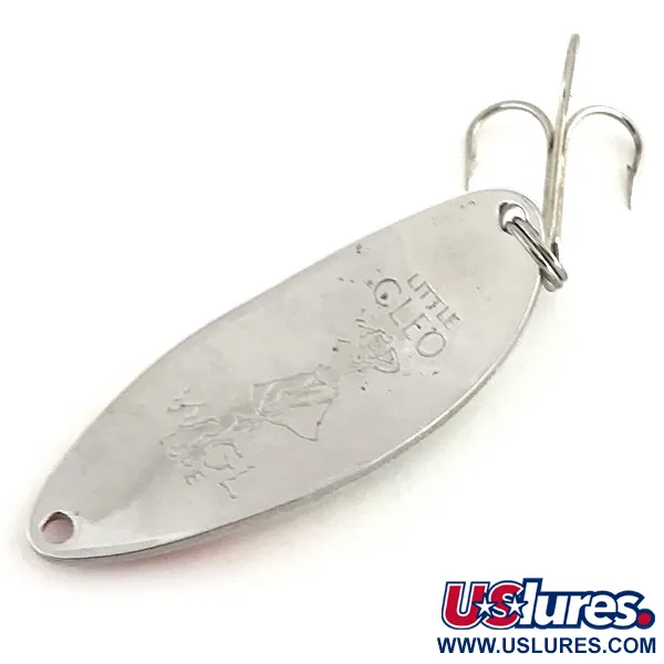 Vintage Seneca Little Cleo (Hula Girl), 1/2oz Pearl / Red / Nickel fishing spoon #8715