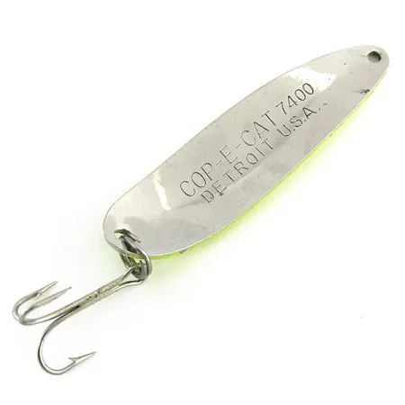 Vintage Eppinger Dardevle Cop-E-Cat 7400 UV, 1/2oz Yellow / Nickel fishing spoon #8721