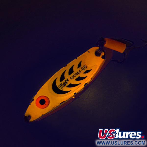 Vintage   Mepps Syclops 00 UV, 3/16oz Fluorescent Orange fishing spoon #8727