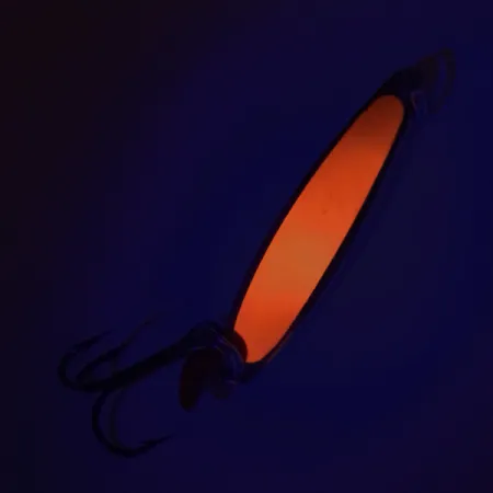 Vintage Bay de Noc Bay De Noc Swedish pimple UV, 1/4oz Nickel / Orange fishing spoon #8729