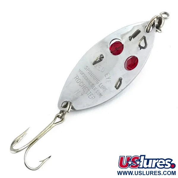 Vintage Hofschneider Red Eye junior, 2/5oz Nickel / Red Eyes fishing spoon #8737