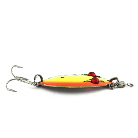 Vintage Gibbs Ruby Eye Wiggler 2 UV, 1/2oz Fire Tiger fishing spoon #8739