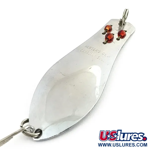 Vintage Herter's Canadian Spoon, 1/3oz Nickel / Red Eyes fishing spoon #8747
