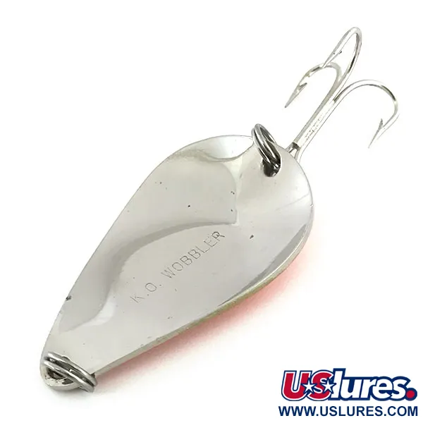 Vintage Acme K.O. Wobbler, 3/4oz Nickel / Orange fishing spoon #8765