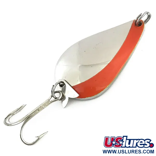 Vintage Acme K.O. Wobbler, 3/4oz Nickel / Orange fishing spoon #8765