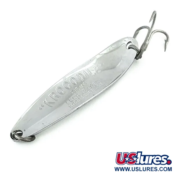 Vintage  Luhr Jensen Krocodile Die #4, 1/2oz Nickel fishing spoon #8768