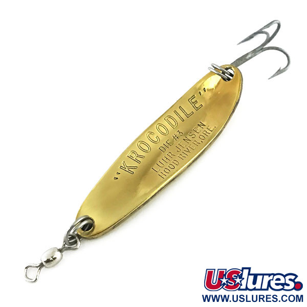 Vintage  Luhr Jensen Krocodile Die #3, 1/2oz Gold fishing spoon #8774