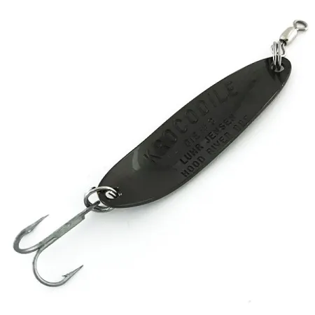 Vintage Luhr Jensen Krocodile Die #3, 1/3oz Black fishing spoon #8775