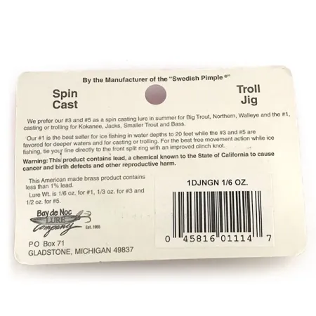 Bay de Noc Do-Jigger, 3/16oz Nickel / Green fishing spoon #8779