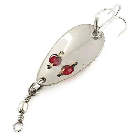 Vintage Gibbs Ruby Eye Wiggler 1, 1/4oz Silver / Red Eyes fishing spoon #8805