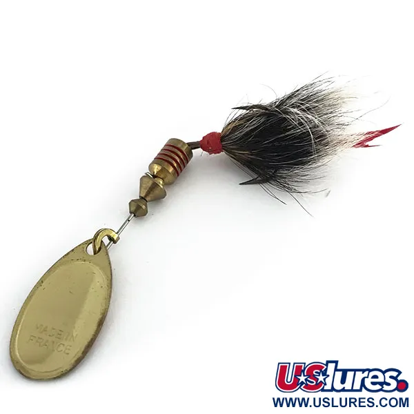 Vintage   Mepps Aglia 2 dressed, 3/16oz White / Red / Brass spinning lure #8811