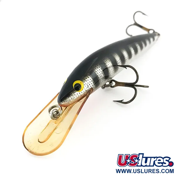 Vintage   Bagley's Diving Bang-O-LureBagley's Diving Bang-O-Lure, 2/5oz Silver / Black fishing lure #8828