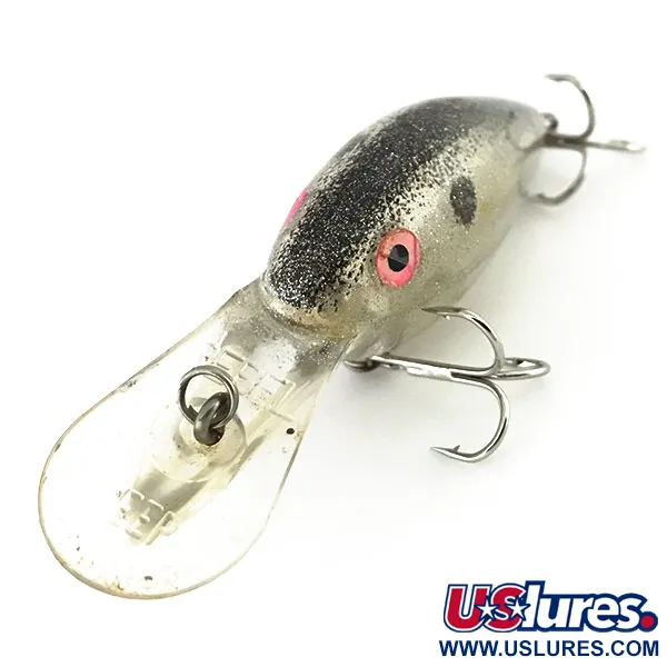 Vintage   Rebel Deep Crank R, 3/8oz Transparent / Glitter Silver fishing lure #8829
