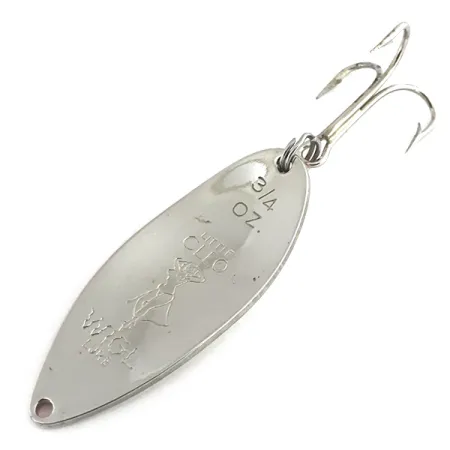 Vintage Seneca Little Cleo (Hula Girl), 3/4oz White Pearl / Red fishing spoon #8843