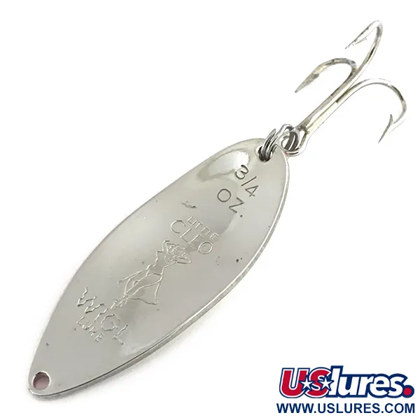 Vintage Seneca Little Cleo (Hula Girl), 3/4oz White Pearl / Red fishing spoon #8843