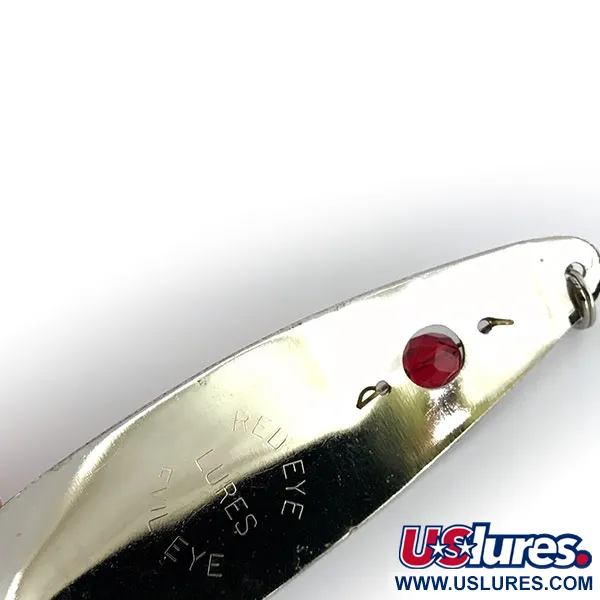 Vintage  Red Eye Lures Red Eye Evil Eye UV, 1/3oz Nickel / Orange / Red Eye fishing spoon #8872