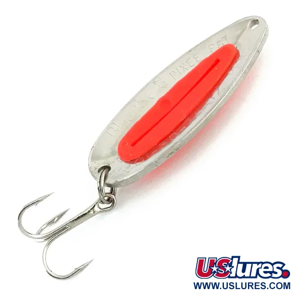 Vintage Blue Fox Pixee UV, 1/2oz Hammered Nickel / Pink fishing spoon #8875