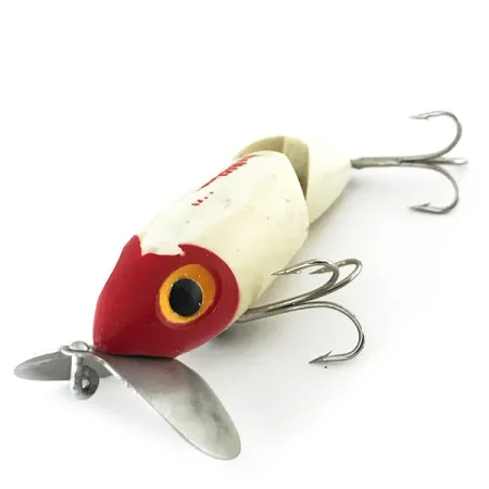 Vintage Fred Arbogast Jitterbug, 1/2oz Red / White fishing lure #8911