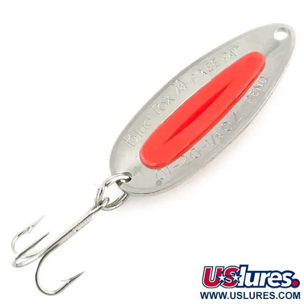 Vintage Blue Fox Pixee UV, 1/4oz Hammered Nickel / Red fishing spoon #8919