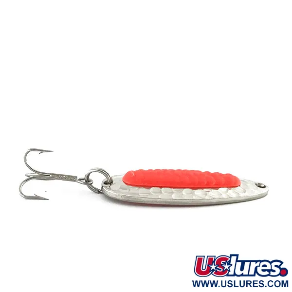 Vintage Blue Fox Pixee UV, 1/4oz Hammered Nickel / Red fishing spoon #8919