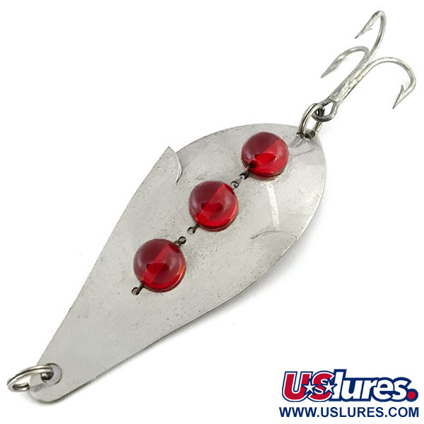 Vintage  Lanes Tackle & Bait Lane's Sparkl-l Wobbler, 1oz Nickel / Red Eyes fishing spoon #8928