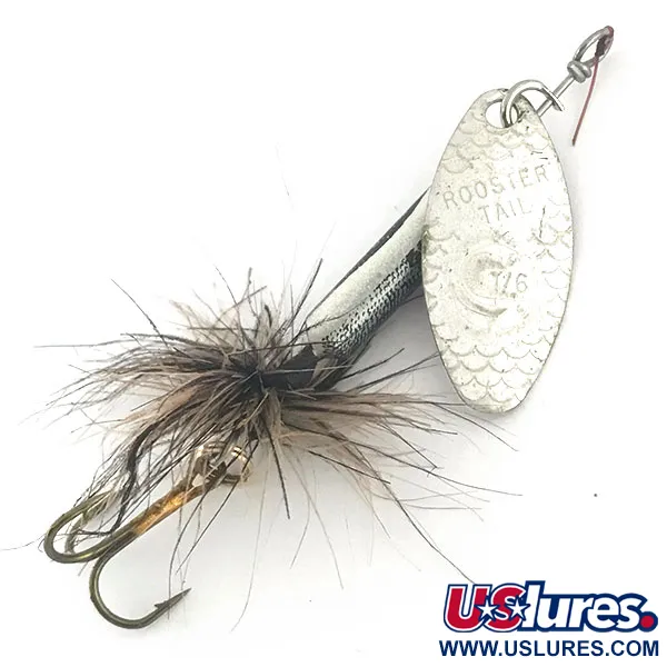 Vintage  Yakima Bait Worden’s Original Rooster Tail, 3/16oz Silver spinning lure #8933