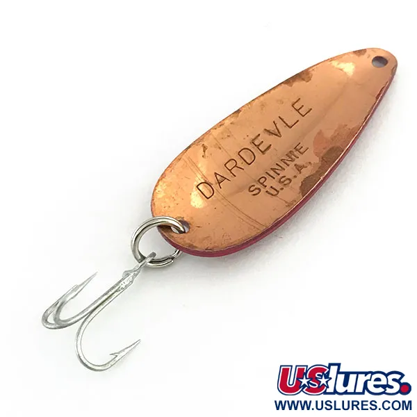 Vintage Eppinger Dardevle Midget, 3/16oz Red / White / Copper fishing spoon #8942