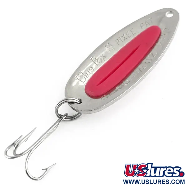 Vintage   Blue Fox Pixee UV, 1/2oz Hammered Nickel / Pink fishing spoon #8951