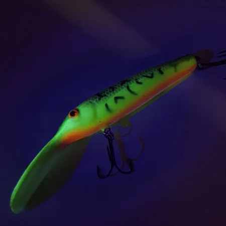 Vintage Lindy / Little Joe Lindy Little Joe Master's Series Baitfish UV, 2/5oz Yellow / Brown Tiger fishing lure #8991