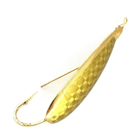 Vintage Weedless Johnson Silver Minnow, 2/5oz Gold fishing spoon #8998