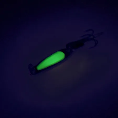 Vintage Bay de Noc Swedish pimple UV, 1/16oz Nickel / Chartreuse fishing spoon #9013