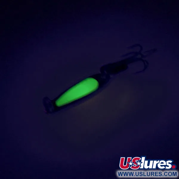 Vintage Bay de Noc Swedish pimple UV, 1/16oz Nickel / Chartreuse fishing spoon #9013