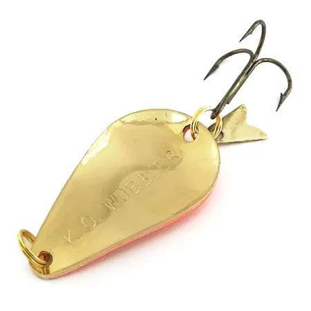Vintage Acme K.O. Wobbler, 1/2oz Gold / Orange fishing spoon #9027