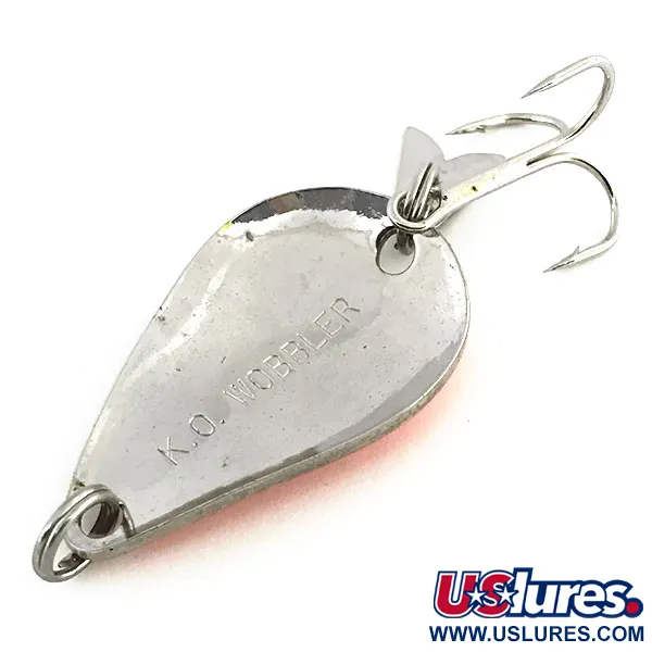 Vintage  Acme K.O. Wobbler, 1/4oz Nickel / Orange fishing spoon #9029