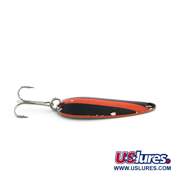 Vintage  Worth Chippewa Steel Spoon , 3/16oz Black / Orange Red / Nickel fishing spoon #9043