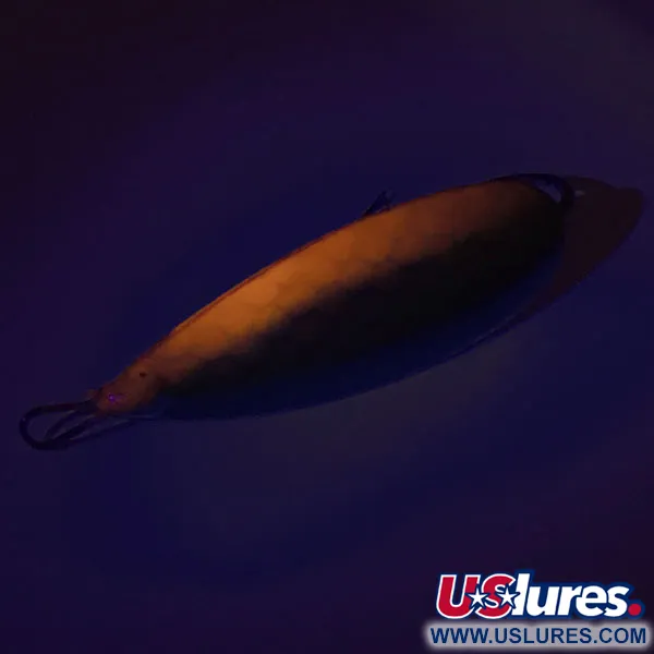 Vintage Weedless Johnson Silver Minnow, 1/3oz Green / Orange / Nickel fishing spoon #9045