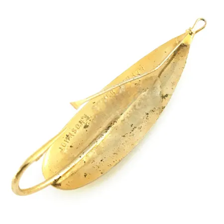 Vintage Weedless Johnson Silver Minnow, 3/4oz Gold fishing spoon #9046