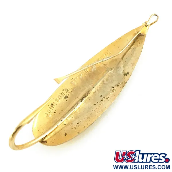 Vintage Weedless Johnson Silver Minnow, 3/4oz Gold fishing spoon #9046