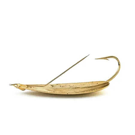 Vintage Weedless Johnson Silver Minnow, 3/4oz Gold fishing spoon #9046