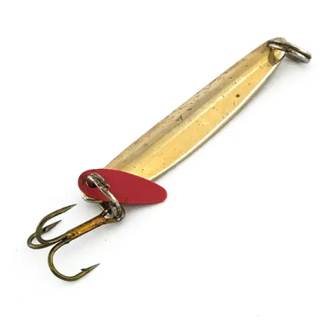 Vintage Bay de Noc Swedish pimple, 3/16oz Gold / Green fishing spoon #9052