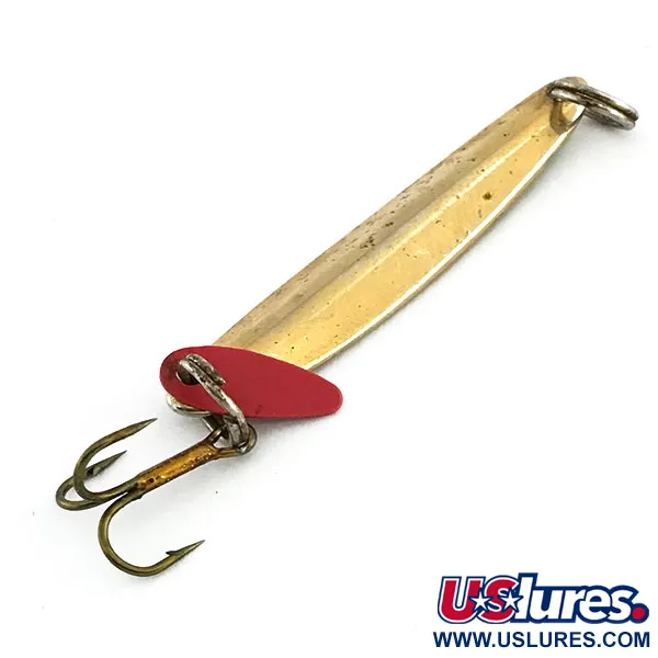 Vintage Bay de Noc Swedish pimple, 3/16oz Gold / Green fishing spoon #9052