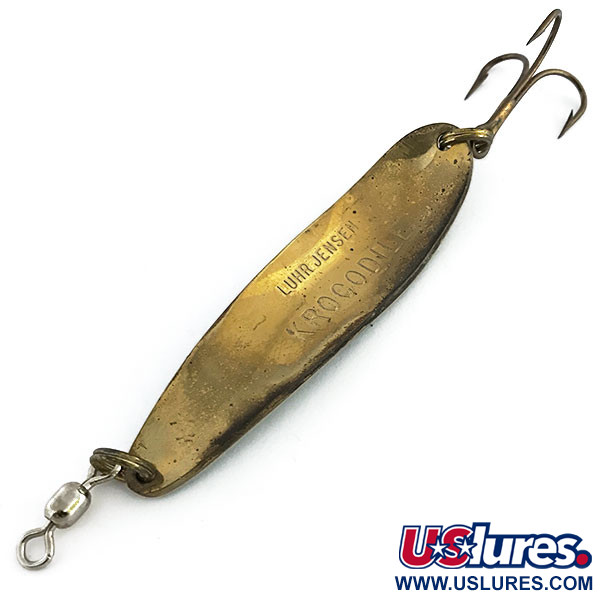 Vintage  Luhr Jensen Krocodile Die #4, 1/2oz Green / Brass fishing spoon #9055