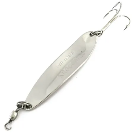 Vintage Luhr Jensen Krocodile Die #4, 1/2oz Nickel / Pink fishing spoon #9056