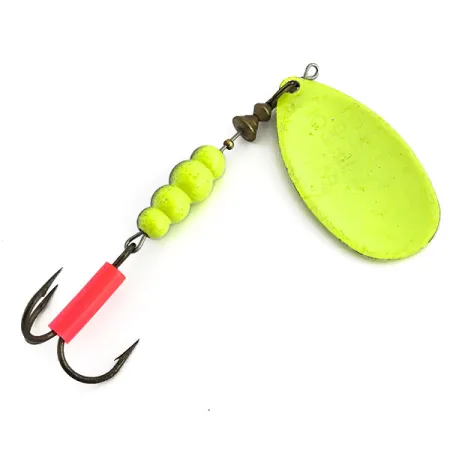 Vintage Mepps Aglia 5 Fluo UV, 1/2oz Chartreuse spinning lure #9060