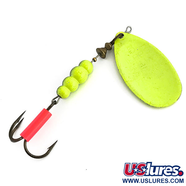 Vintage   Mepps Aglia 5 Fluo UV, 1/2oz Chartreuse spinning lure #9060
