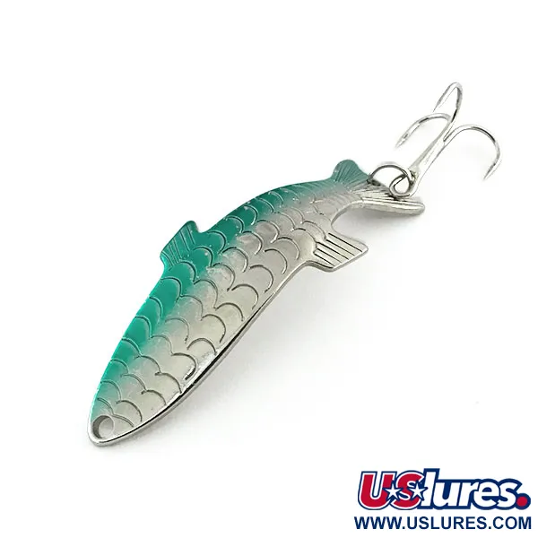 Vintage Acme Phoebe, 1/4oz Nickel / Green fishing spoon #9068