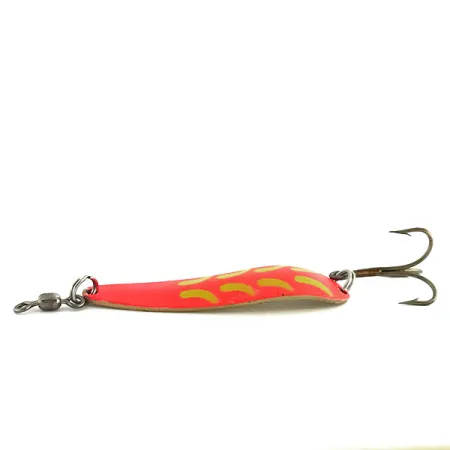 Vintage Luhr Jensen Krocodile Die #4 UV, 1/2oz Pink / Yellow / Brass fishing spoon #9080